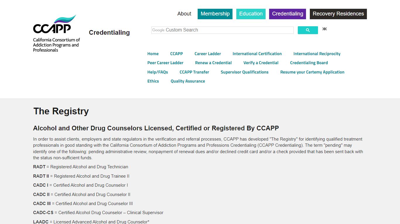 Verify a Credential :: CCAPP Credentialing